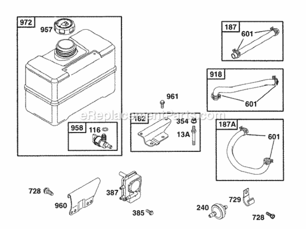 Fuel_Tank_Grp Diagram and Parts List for 19B412-0123-01  Briggs and Stratton Engine